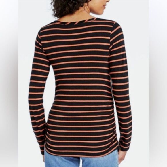 NWT Isabel Maternity by Ingrid & Isabel XS Striped Long Sleeve T-Shirt Black - Picture 2 of 5